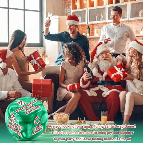 NUBARKO Santa Swap Gift Exchange Dice Exchange Gifts Family Game Gag Gifts for Christmas Party Funny White Elephant Gift for Adults Exchange Dice Game Christmas Party Games Stocking Stuffers for Women Men Him - Image 5