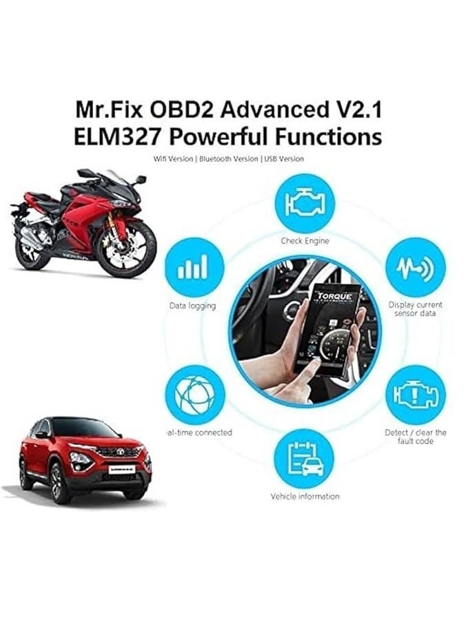 محول مزود بتقنية اتصال بلوتوث D6Mini V 2.1 Elm327 Obd2 من جينيريك، سكانر Elm 327 V2.1 Obd، ماسح ضوئي تشخيصي لقراءة اكواد السيارات Obd-li Elm-327 - Image 5
