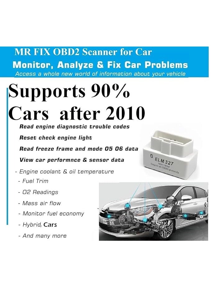 محول مزود بتقنية اتصال بلوتوث D6Mini V 2.1 Elm327 Obd2 من جينيريك، سكانر Elm 327 V2.1 Obd، ماسح ضوئي تشخيصي لقراءة اكواد السيارات Obd-li Elm-327 - Image 2