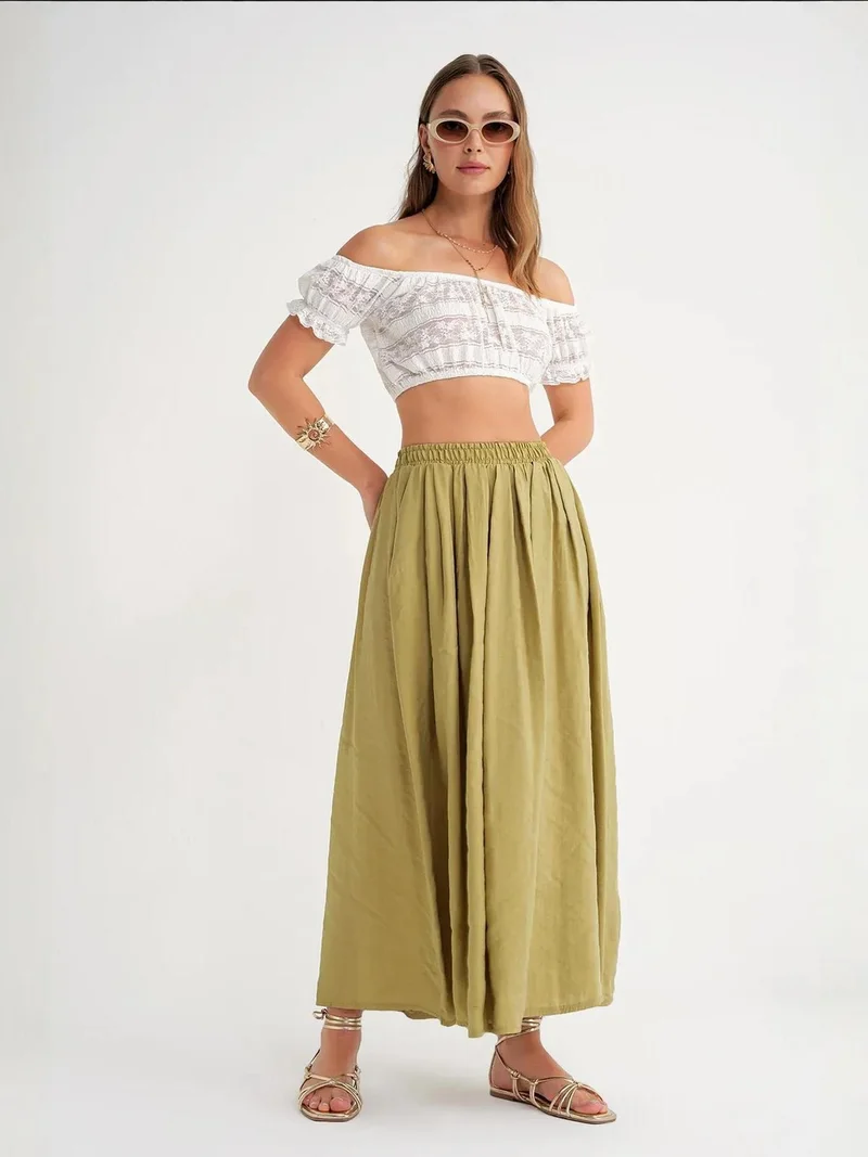 ميكسراي تنورة ماكسي بخصر مرتفع ورباط من ميكسراي