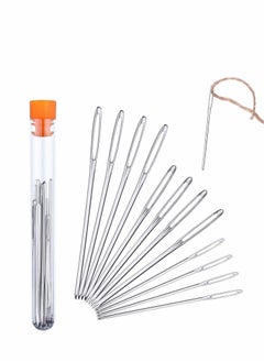 Excefore Large Eye Blunt Needles, Quality Stainless Steel Yarn Knitting Needles, Embroidery Needles for Brocade, and Sewing Needles, Crafting Knitting Weaving Stringing Needles (Silver - 12 Pieces)  - Image 1