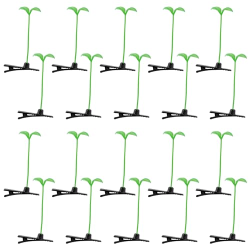 AUEAR, 20 Pack Green Bean Sprout Hair Clips Plant Hairpins Funny Little Grass Barrette hairpin for women Accessories - Image 1