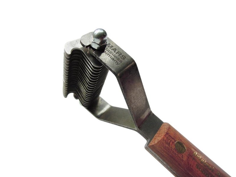 Mars Coat King Dematting Undercoat Grooming Rake Stripper Tool for Dogs and Cats, Stainless Steel with Wooden Handle for Thick Coats, 20-Blade Stripper for Groomers, Pet Owners - Image 2