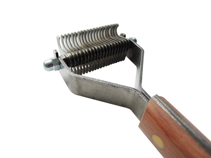 Mars Coat King Dematting Undercoat Grooming Rake Stripper Tool for Dogs and Cats, Stainless Steel with Wooden Handle for Thick Coats, 20-Blade Stripper for Groomers, Pet Owners - Image 1