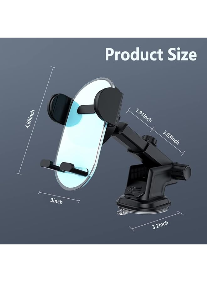 KASTWAVE Universal Car Phone Holder With Strong Suction, Anti-Shake Dashboard Mount For All Smartphones, Handsfree & Transparent Design, Compatible With Iphone 14 Pro And More - Image 2