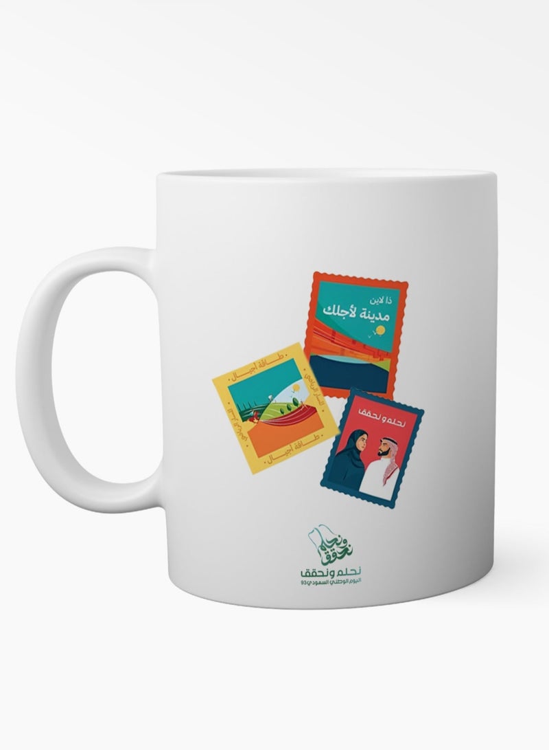 فون بلانيت كوب اليوم الوطني السعودي مع طباعة ثلاثة بطاقات بريدية مصورة تتضمن شعارات مختلفة لرؤية 2030