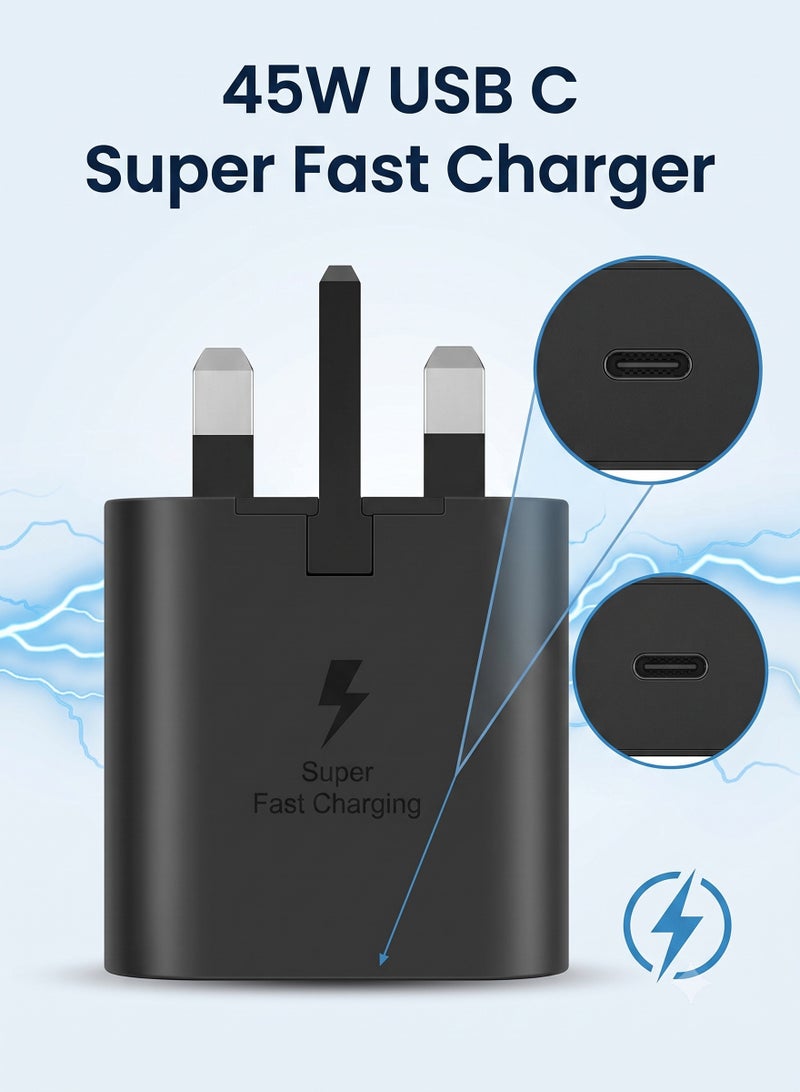 رياكلاود شاحن USB C فائق السرعة بقوة 45 واط لهواتف Samsung Galaxy S24 S23 S22، شاحن جداري Type C بمنفذ USB-C، محول طاقة USB C لسلسلة Galaxy S، الشاحن فقط بدون كيبل - Image 2