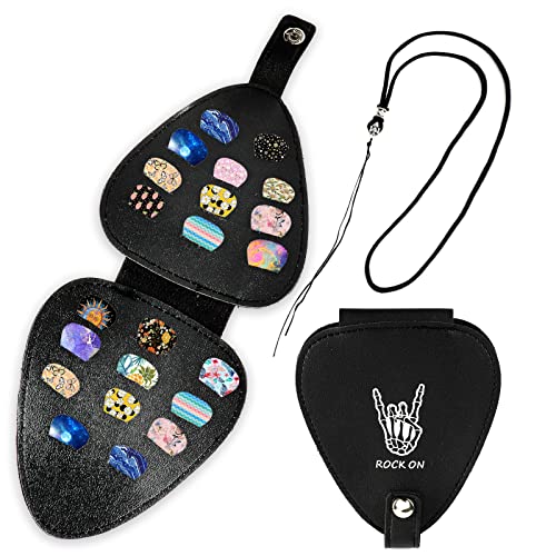 Bnapott Guitar Picks Holder Case for Acoustic Electric Guitar, Picks Storage Pouch Box, PU leather Guitar Plectrums Bag with Lanyard for Guitar Players (Case Only) - Image 1