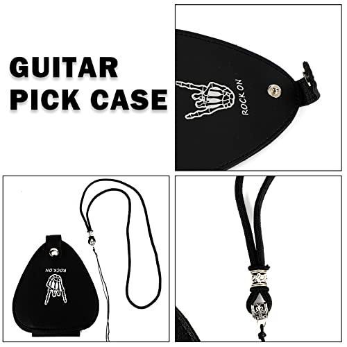 Bnapott Guitar Picks Holder Case for Acoustic Electric Guitar, Picks Storage Pouch Box, PU leather Guitar Plectrums Bag with Lanyard for Guitar Players (Case Only) - Image 4