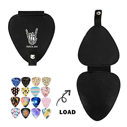Bnapott Guitar Picks Holder Case for Acoustic Electric Guitar, Picks Storage Pouch Box, PU leather Guitar Plectrums Bag with Lanyard for Guitar Players (Case Only) - Image 3