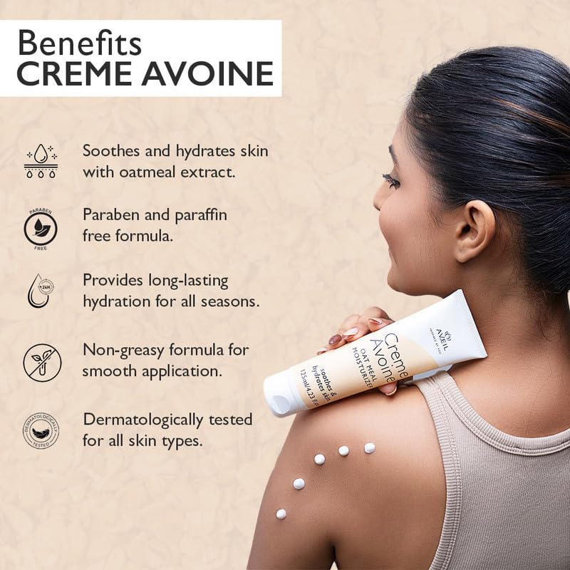 AVEIL Creme Avoine Oat Meal Body Moisturizer  Nourishing  Hydrating Moisturizer for Face  All Season Moisturizer for Body  For All Skin Types  NonGreasy Body Lotion  Pack of 1125ml - Image 2