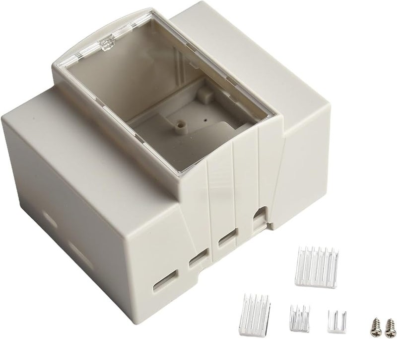 ABS Case DIN Rail Mount Enclosure for Raspberry Pi 4B 3B with Transparent Viewing Port Sliding Lock Wall Mount Pi4B No Fan - Image 2