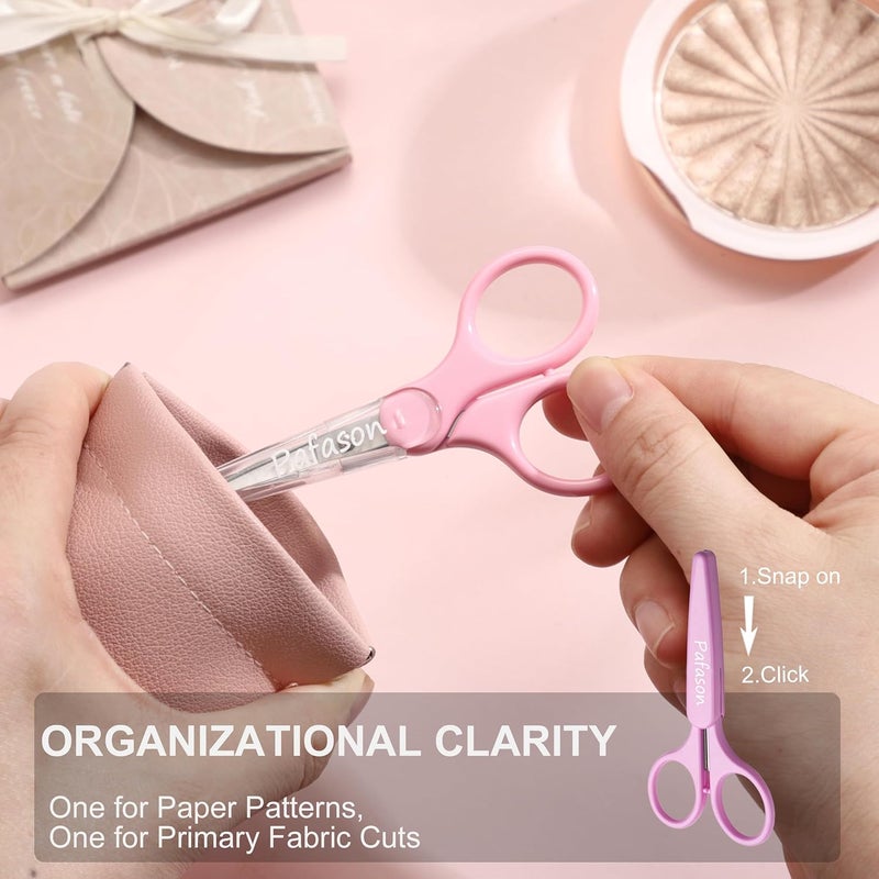 Pafason Sharp Point Craft Scissor Set 4 PC Straight Curved for Scrapbooking Quilting DIY Sewing Knitting Embroidery Cross Stitch Crochet Thread Yarn Paper Detail Cutting Stainless Steel Safety Case - Image 3