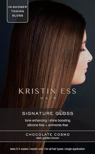Kristin Ess Kristin Ess Signature Hair Gloss   Brightening and Toning Glaze for UnisexWomens Hair in 1 Application Chocolate Cosmo Dark Golden Brown  2 Fl Oz 