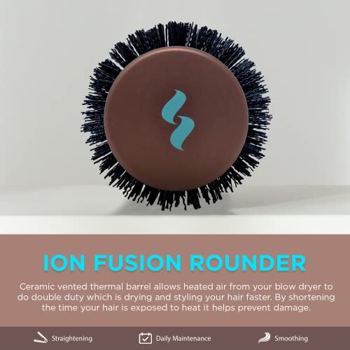 Spornette Ion Fusion Ceramic Round Brush for Blow Drying - Round Hair Brush for Blow Outs, Volume & Curling - Ion Bristles Help to Smooth Hair and Eliminate Frizz & Static (2.5 Inch) - Image 2