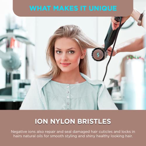 Spornette Ion Fusion Ceramic Round Brush for Blow Drying - Round Hair Brush for Blow Outs, Volume & Curling - Ion Bristles Help to Smooth Hair and Eliminate Frizz & Static (2.5 Inch) - Image 4