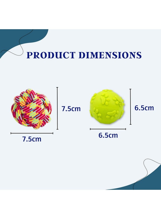 5 In 1 Squeaky And Chew Rope Dog Toy Combo - (2Knot Rope + Cotton Ball + Carrot + Corn Stick + Claw Ball) | Chewing, Playing, And Teething Toy For Small Dogs And Puppies - Image 3