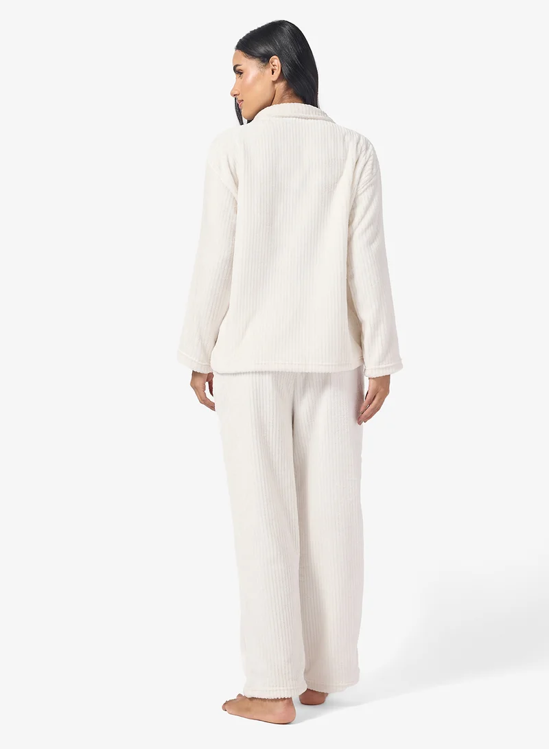 Ginger Cozy Velour Ribbed Loungewear Pyjama Set