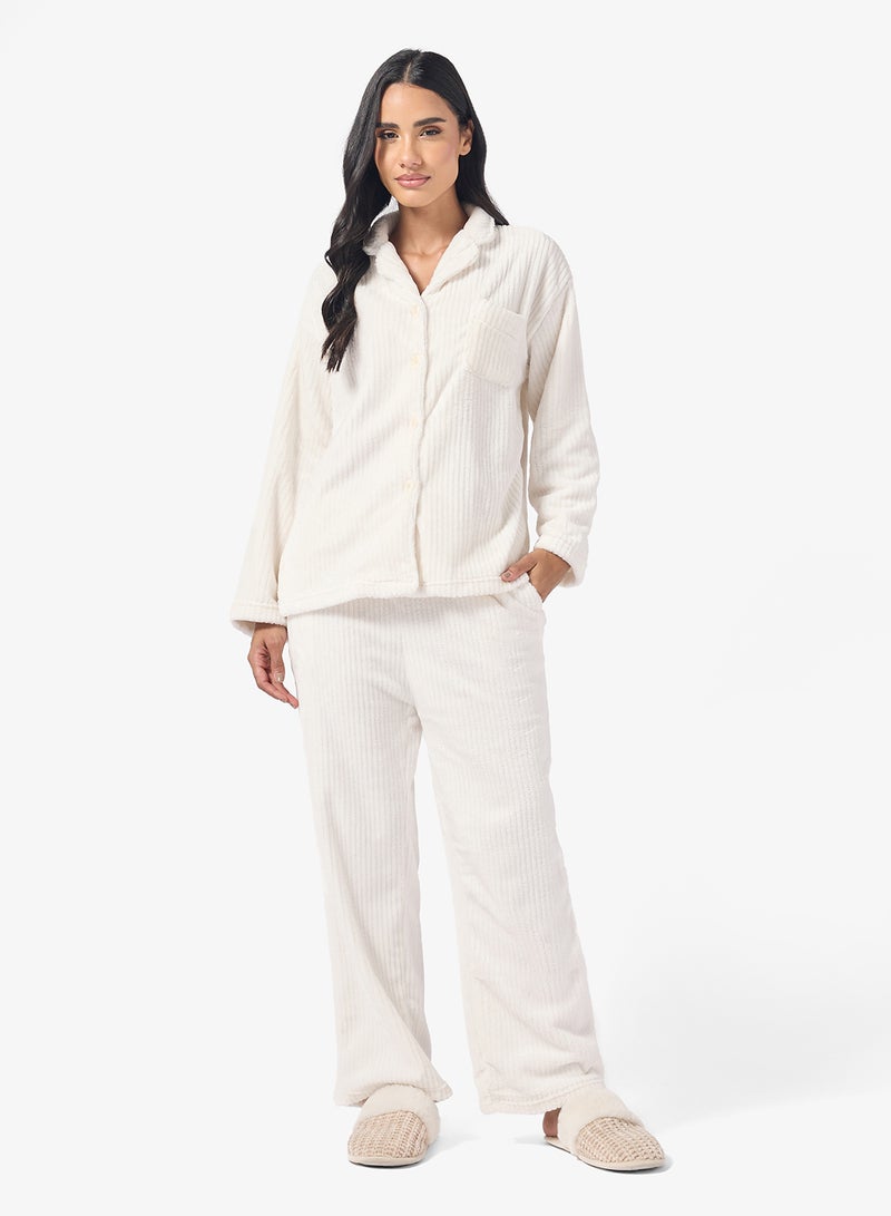 Ginger Cozy Velour Ribbed Loungewear Pyjama Set - Image 1
