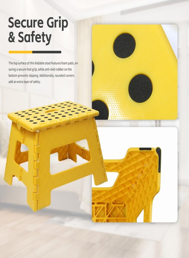 MaxWorks 50969 Folding Step Stool - 9" Height, 330 lbs Capacity - 16 Steel Rods for Enhanced Strength - Lightweight, Durable Plastic Stool for Kitchen, Bathroom, Living Room - Yellow - Image 3