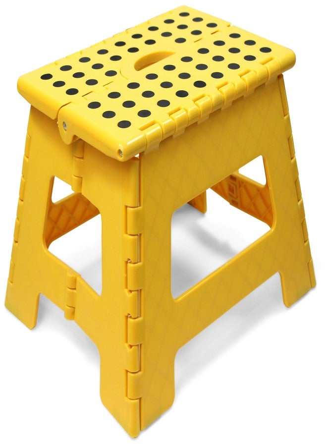 MaxWorks 50969 Folding Step Stool - 9" Height, 330 lbs Capacity - 16 Steel Rods for Enhanced Strength - Lightweight, Durable Plastic Stool for Kitchen, Bathroom, Living Room - Yellow - Image 1