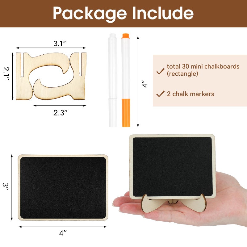 Mowpog 30 Pack Mini Wooden Chalkboard Signs With Easel Stand  Reusable  Zero Residue Food Labels For Buffet  Wedding  Place Cards  Party And Event Decor (Rectangular) - Image 3