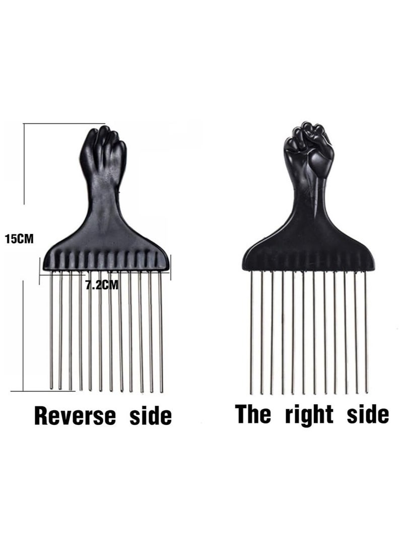 African Metal Hair Styling Comb, Wide Tooth Hair Brush, Curly Hair Brush, Beard Comb - Image 2