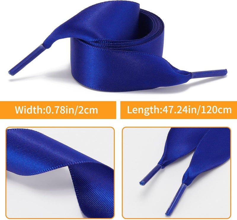 Princess Silk Shoelaces: 120cm Royal Blue, Satin-Like Elegant Touch - Durable High-Quality Polyester, Stylish Decorative Laces for Casual, Sports, Canvas Shoes & Women, Girls, Kids - Image 2