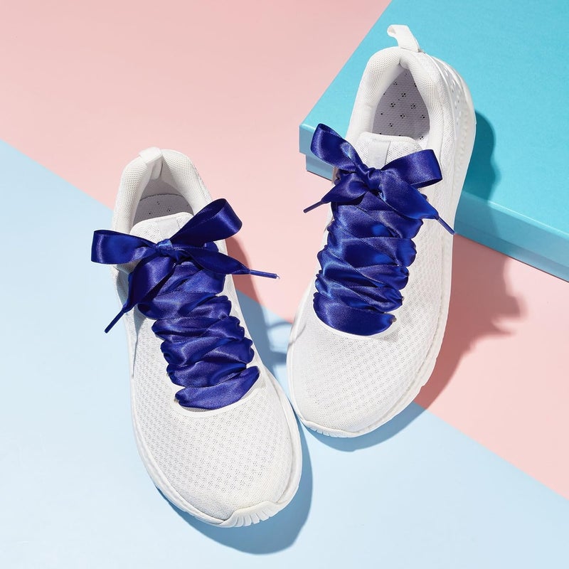 Princess Silk Shoelaces: 120cm Royal Blue, Satin-Like Elegant Touch - Durable High-Quality Polyester, Stylish Decorative Laces for Casual, Sports, Canvas Shoes & Women, Girls, Kids - Image 3