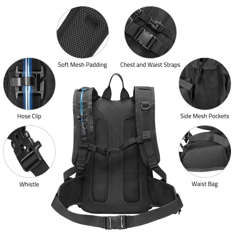 CVLIFE Tactical Hydration Backpack 3L, Lightweight Water Bag Hydration Pack, Hiking Backpack with Water Bladder for Men Women, Heavy Duty Molle Water Backpack for Cycling, Running, Hunting Black - Image 5