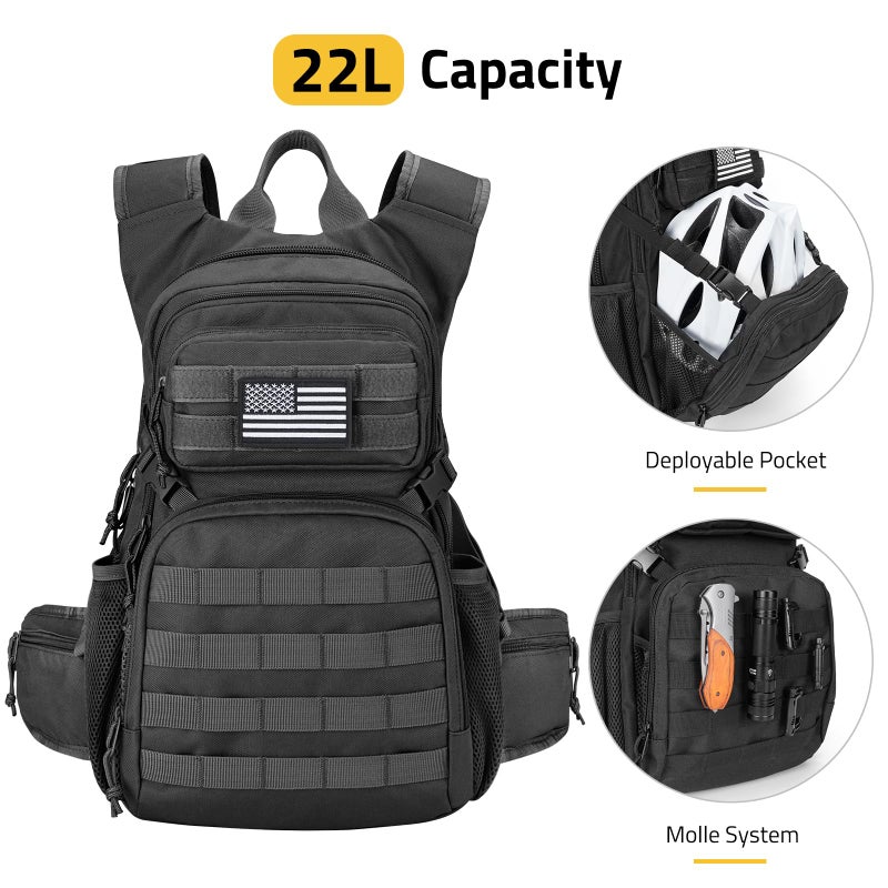 CVLIFE Tactical Hydration Backpack 3L, Lightweight Water Bag Hydration Pack, Hiking Backpack with Water Bladder for Men Women, Heavy Duty Molle Water Backpack for Cycling, Running, Hunting Black - Image 2