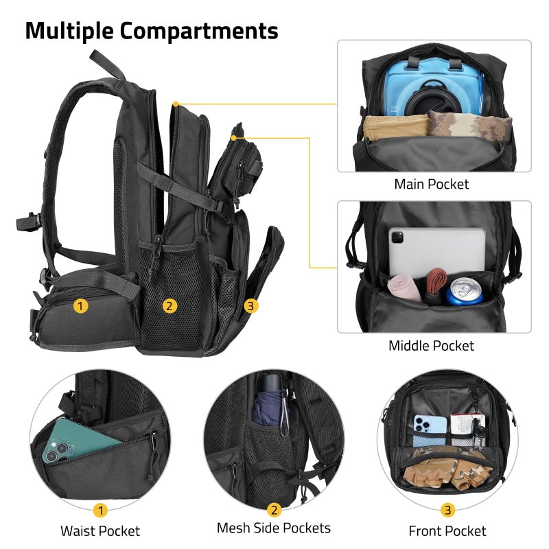 CVLIFE Tactical Hydration Backpack 3L, Lightweight Water Bag Hydration Pack, Hiking Backpack with Water Bladder for Men Women, Heavy Duty Molle Water Backpack for Cycling, Running, Hunting Black - Image 4