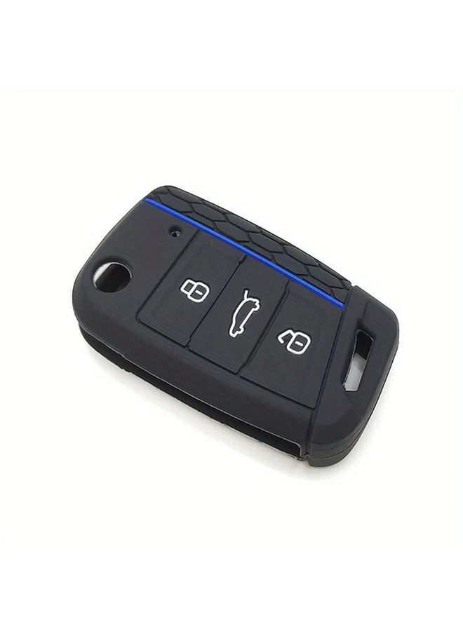 Black Blue Key Case Cover For VW Golf 7 GTI T Cross T Roc Touran Tiguan Skoda Octavia Rapid Kodiaq Fabia Seat Ibiza Leon Ateca Arona - Image 4