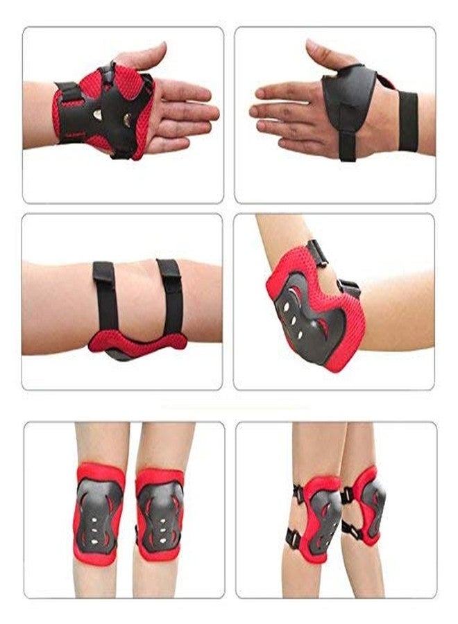 JERN Kids Skating/Cycling/Scooter/Roller Skates 6 Pcs. Guard Set,EVA padded with Plastic (Knee,Elbow & Palm Guard) (Red) - Image 2