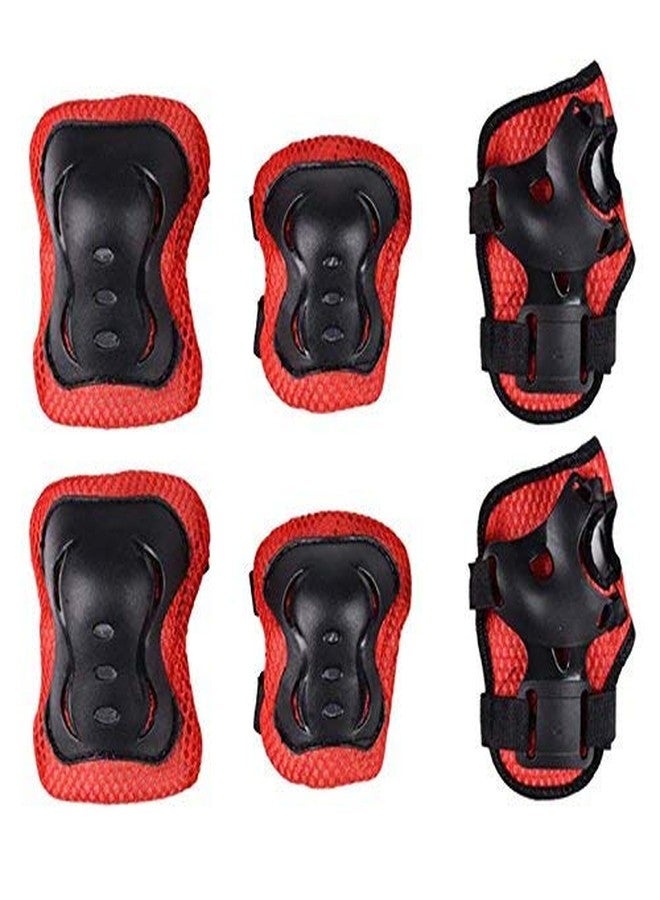 JERN Kids Skating/Cycling/Scooter/Roller Skates 6 Pcs. Guard Set,EVA padded with Plastic (Knee,Elbow & Palm Guard) (Red) - Image 1