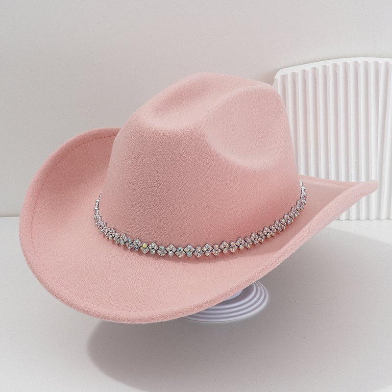 Men'S And Women'S Light Luxury Topper Hat British Denim Hat Rhinestone Gem Accessories Belt For Bachelor Party - Image 1