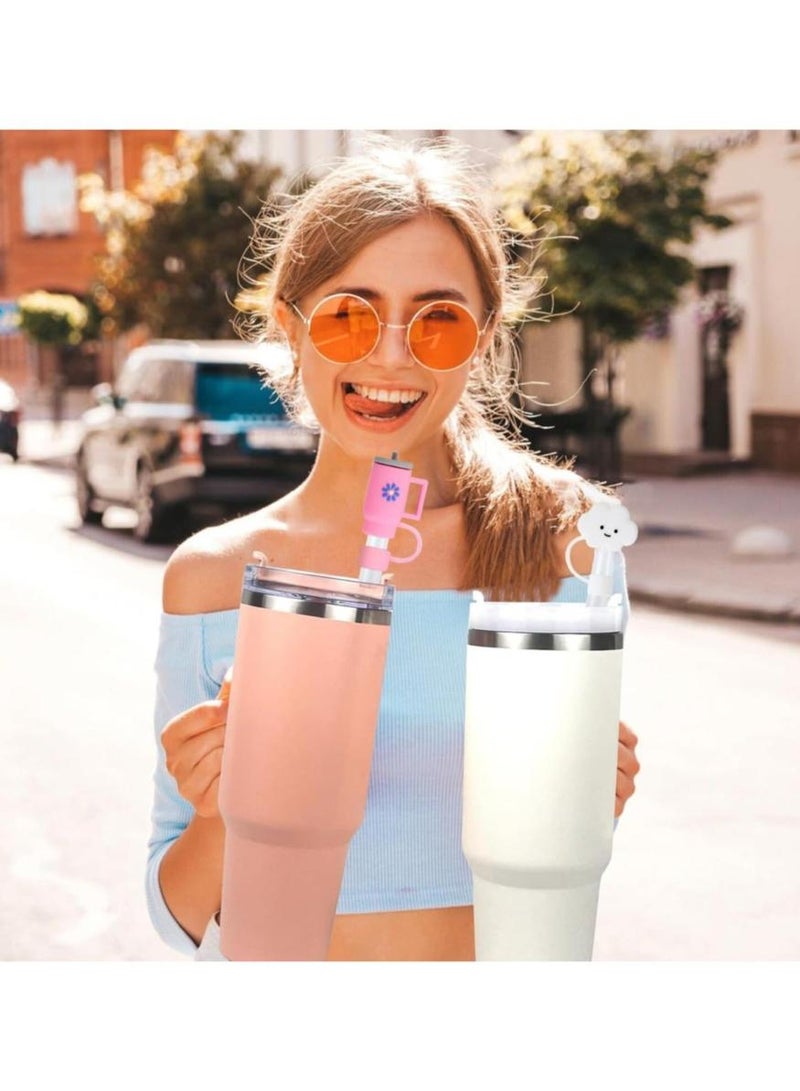 Stanley 8 PCS Stanley Straw Cover, 10mm(0.4 in) Reusable Silicone Straw Topper, Straw Covers Cap for Stanley Cup 30&40oz with Tumblers, Cute Straw Covers Cap Dust ProofStanley Lid Accessories Straw Tips, Simple Stanley Cup Straw Topper - Image 3