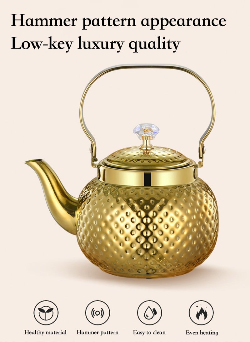 LOOPITYS 2L food grade stainless steel teapot is sturdy and durable, suitable for household and household items, and easy to enjoy the fun of brewing tea - Image 2