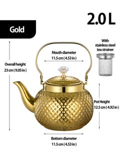 LOOPITYS 2L food grade stainless steel teapot is sturdy and durable, suitable for household and household items, and easy to enjoy the fun of brewing tea  - Image 4