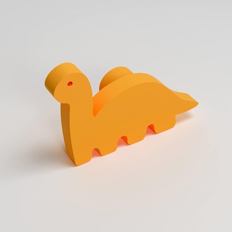 FLY FROG Dinosaur-Themed MDF Wood Knobs for Kids' Rooms, Wardrobes, Doors, and Cabinets – Set of 2 Drawer Handles (Dinosaur-Orange) - Image 2