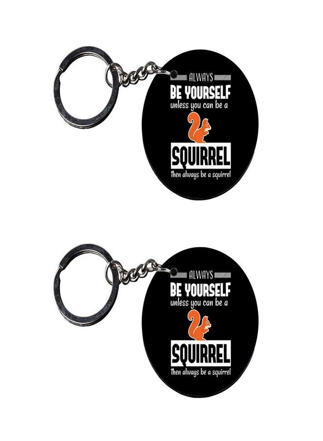 Tinywalk Set of 2 | Circle Shape Printed Wooden Keychains Squrrel | Circle Shape keyrings | Circle Shape Keychains| Printed keyrings - Image 1
