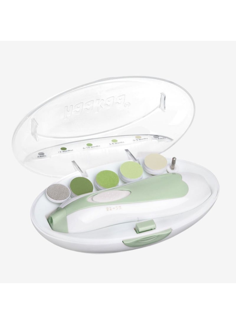haakaa - Haakaa Baby Nail Trimmer Electric Safe Baby Nail Clippers Baby Nail File Kit Manicure Set, Trim Polish Grooming Kit For Newborn Toddler Or Adults Fingernails, 6 Grinding Heads And Led Light, Meadow - Image 1