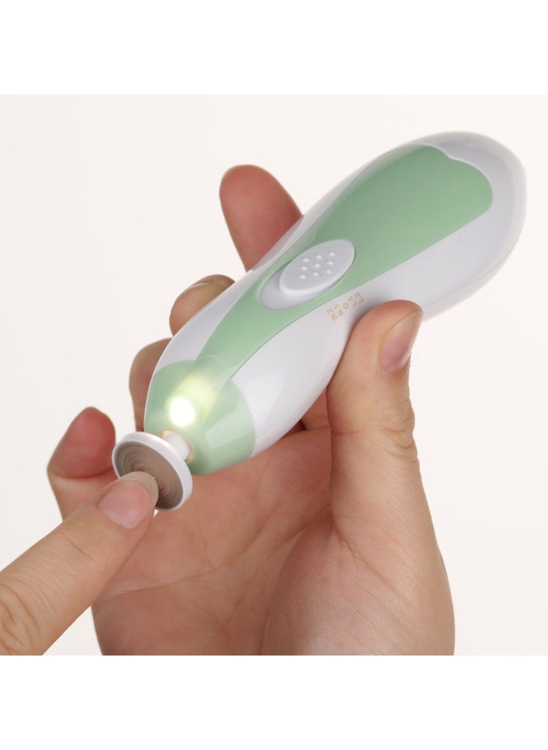 haakaa - Haakaa Baby Nail Trimmer Electric Safe Baby Nail Clippers Baby Nail File Kit Manicure Set, Trim Polish Grooming Kit For Newborn Toddler Or Adults Fingernails, 6 Grinding Heads And Led Light, Meadow - Image 1