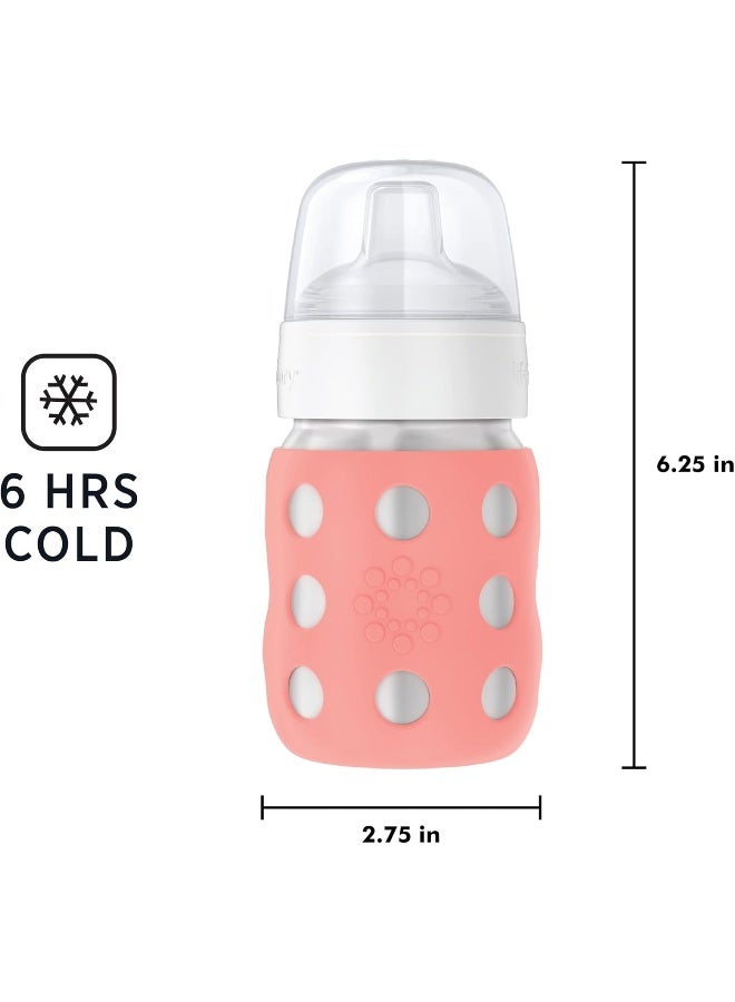 lifefactory زجاجة أطفال Lifefactory بسعة 8 أونصات من الفولاذ المقاوم للصدأ مع عزل فراغي ورقبة واسعة مع شفاطة، كانتالوب، LS2251WCA4 - Image 5