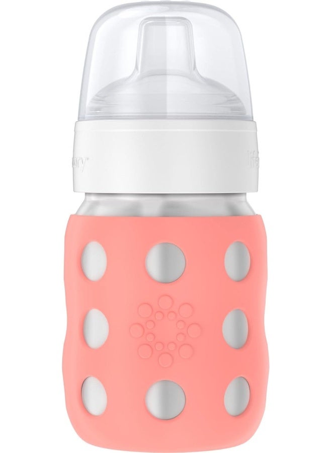 lifefactory زجاجة أطفال Lifefactory بسعة 8 أونصات من الفولاذ المقاوم للصدأ مع عزل فراغي ورقبة واسعة مع شفاطة، كانتالوب، LS2251WCA4 - Image 1