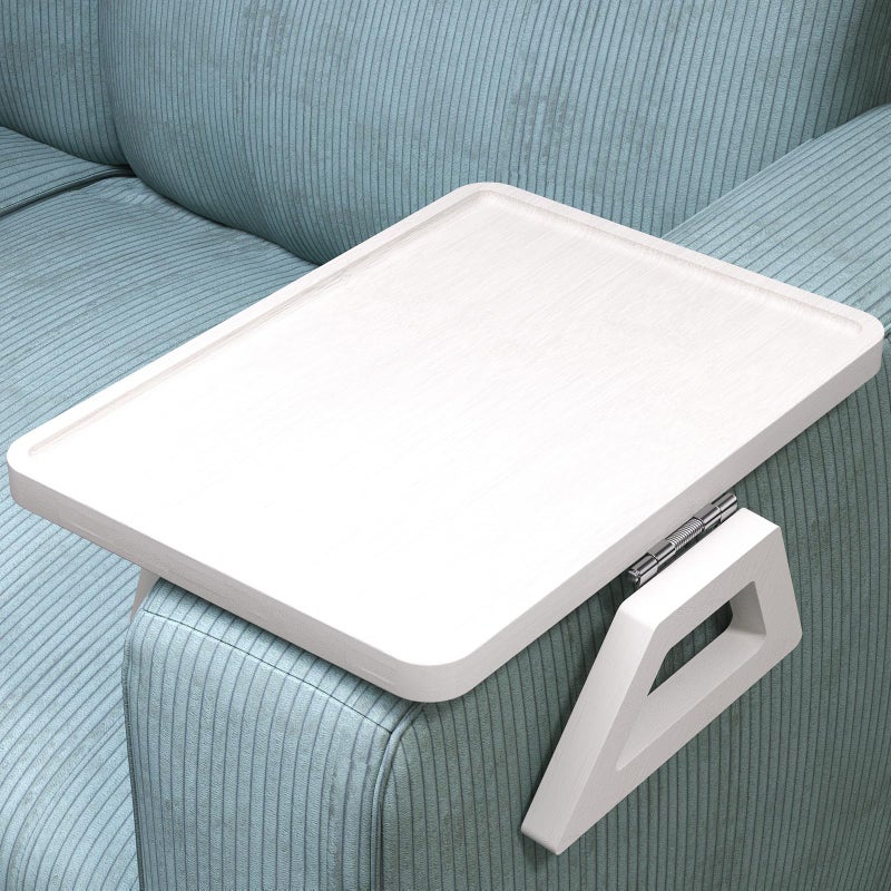 Danfoxer Couch Arm TrayBamboo Folding Sofa TraySofa Armrest Trays ClipOn Couch Desk for DrinksSnacksPhoneRemote ControlWhite