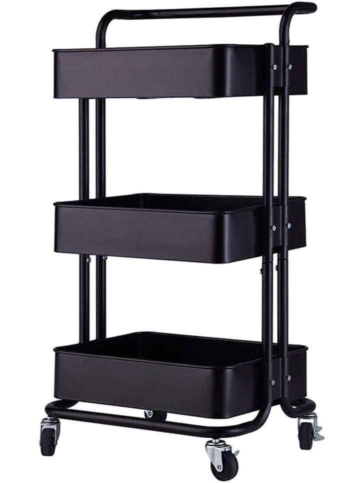 Generic Household Organizer Rack with Wheels 3 Tier Mobile Rolling Storage Cart Removable Bathroom Kitchen Storage Trolley  - Image 2