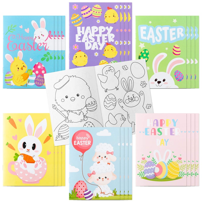 WATINC 24pcs Easter Coloring Books DIY Art Book with Bunny Easter Egg Chick Pattern Creativity Color Booklet for Birthday Gift Easter Party Favor Goodie Bag Filler Class Activity Supplies - Image 3