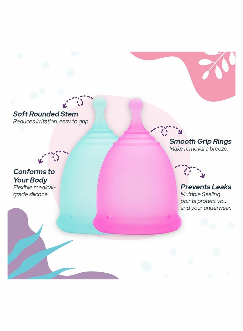 Generic Soft Menstrual Cup Super Soft and Flexible, Reusable Silicone Foldable Sterilizing Cup, Wear for 12 Hours, Easy to Clean Tampon and Pad Alternative  1 Small and 1 Large  - Image 2