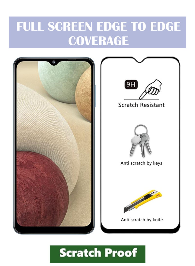 واقي شاشة Samsung Galaxy A12 - واقي شاشة من الزجاج المقوى من الحافة إلى الحافة - أسود، شفافية عالية، لمسة حساسة، مضاد للانفجار، حواف مقوسة ناعمة، سهل التركيب. - Image 2